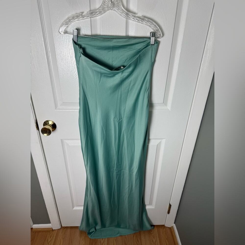 House of CB Alette Jade Satin Strapless Maxi Dress M - Picture 8 of 13